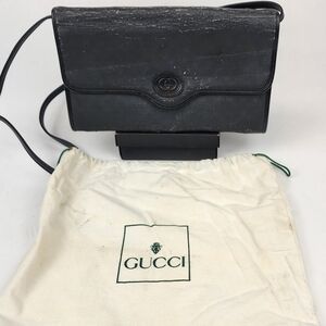 Damaged 1990 Gucci Black Leather Crossboy bag with removable Leather Strap